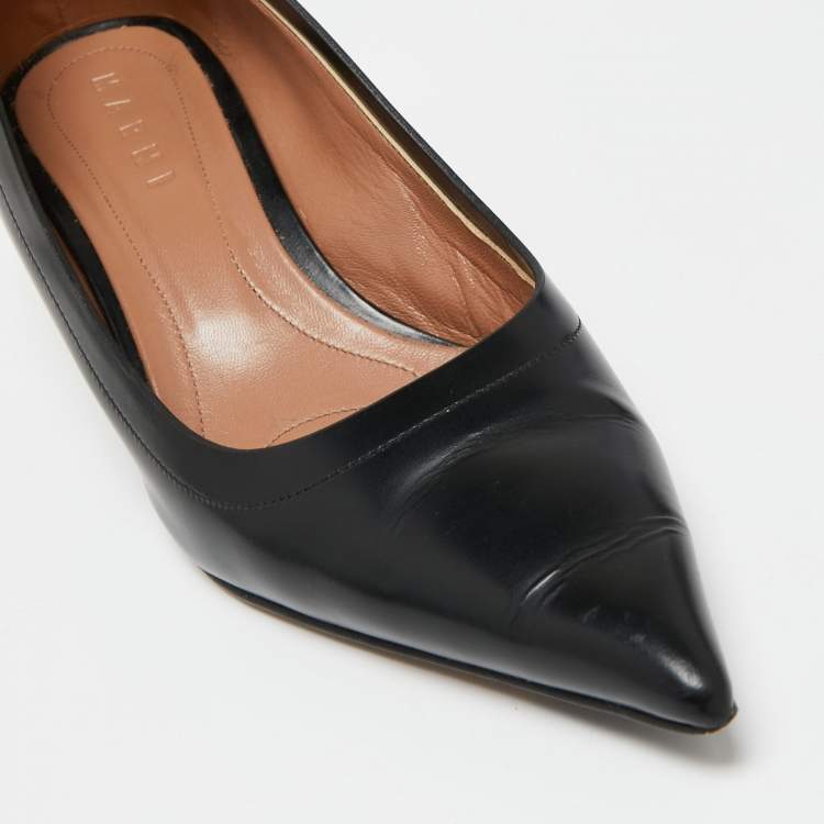 مملوكة مسبقًا Marni Black Leather Pointed Toe Pumps Size 41