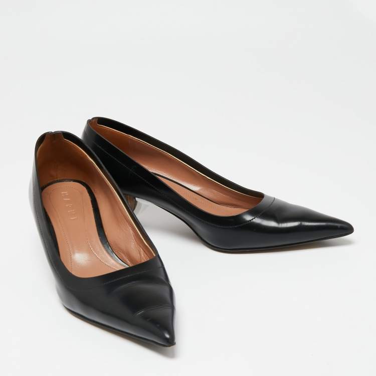 مملوكة مسبقًا Marni Black Leather Pointed Toe Pumps Size 41