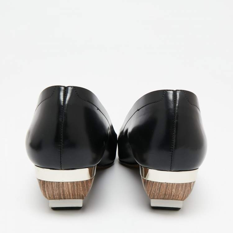 مملوكة مسبقًا Marni Black Leather Pointed Toe Pumps Size 41
