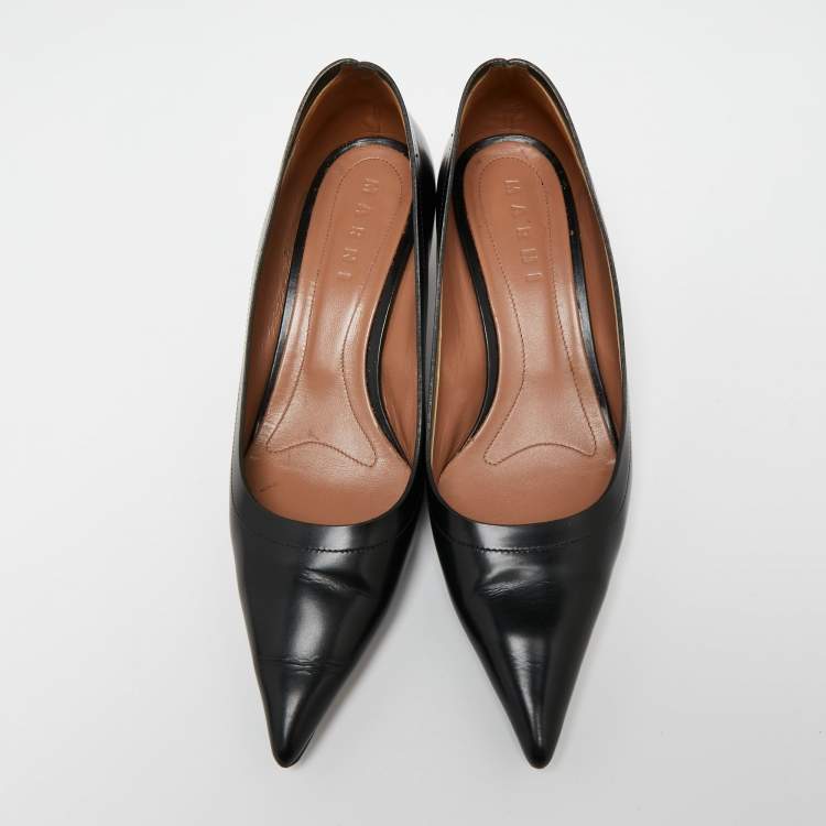 مملوكة مسبقًا Marni Black Leather Pointed Toe Pumps Size 41