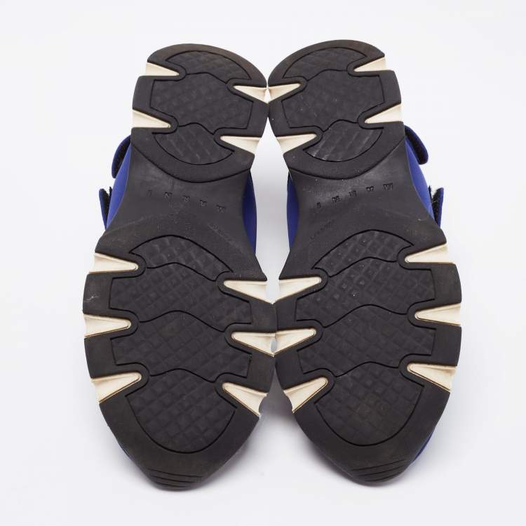 Pre Owned Marni Blue/Black Neoprene and Mesh Low Top Sneakers Size 37