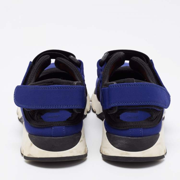 Pre Owned Marni Blue/Black Neoprene and Mesh Low Top Sneakers Size 37