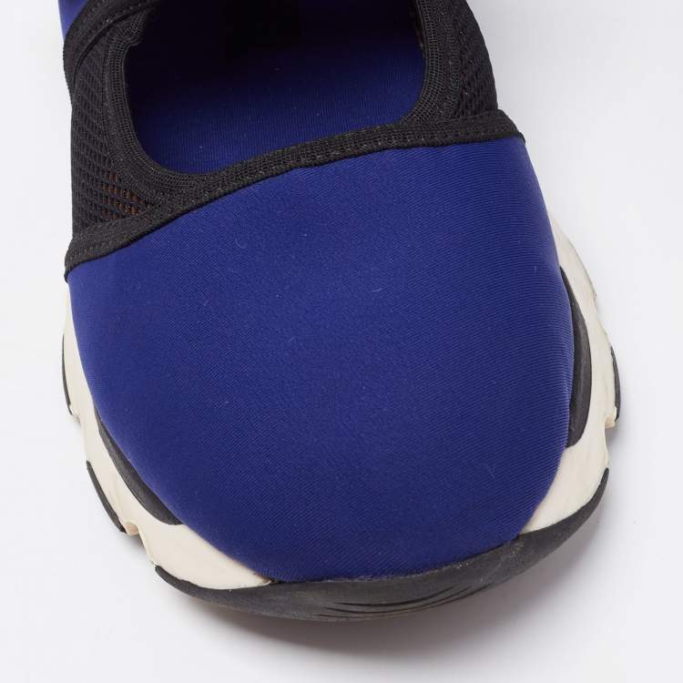 Pre Owned Marni Blue/Black Neoprene and Mesh Low Top Sneakers Size 37