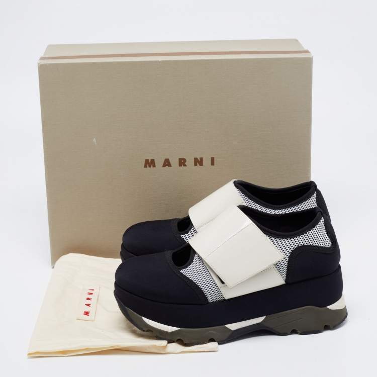 Pre Owned Marni Multicolored Neoprene and Leather Velcro Strap Sneakers Size 38