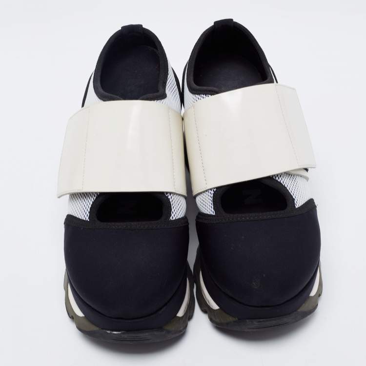 Pre Owned Marni Multicolored Neoprene and Leather Velcro Strap Sneakers Size 38
