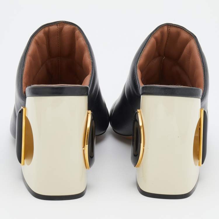 Pre Owned Marni Black Padded Leather Block Heel Open Toe Mules Size 41