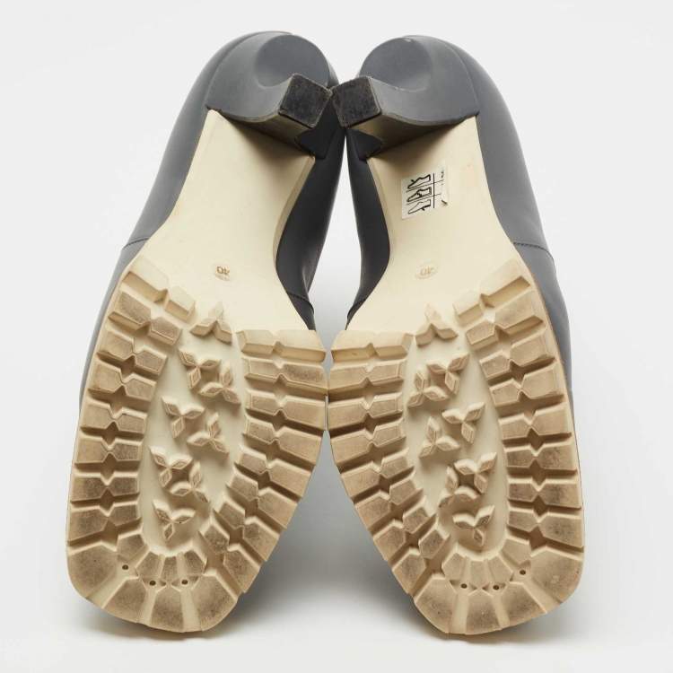 Pre Owned Marni Grey Leather Square Toe Ankle Booties Size 40
