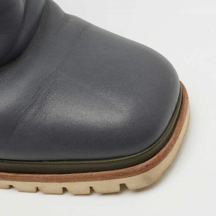 Pre Owned Marni Grey Leather Square Toe Ankle Booties Size 40