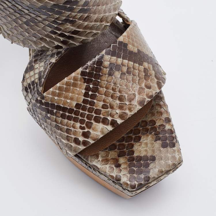 Pre Owned Marni Multicolor Python Platform Slingback Sandals Size 38