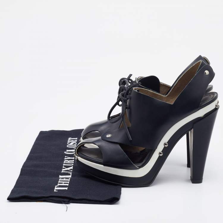 Pre Owned Marni Black Leather Platform Sandals Size 38