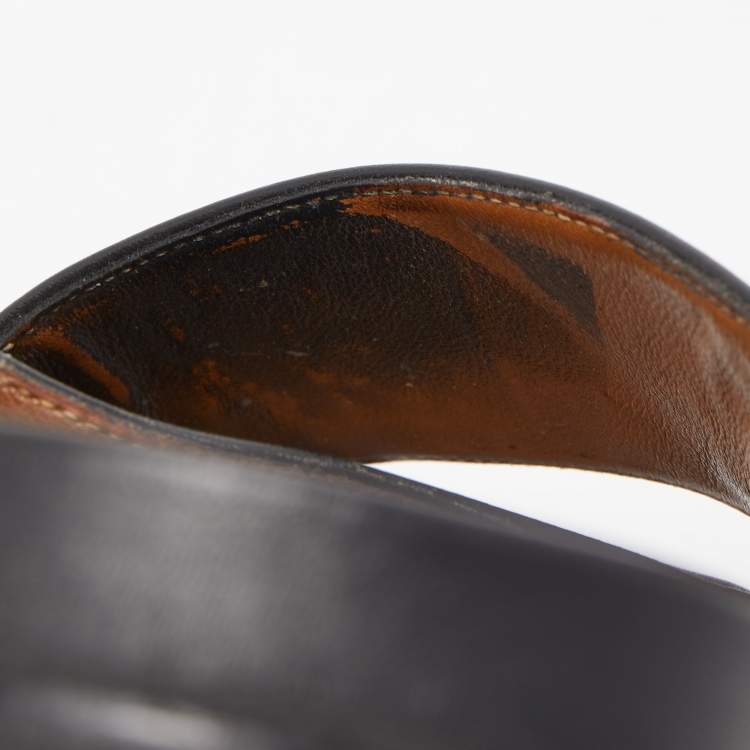 Pre Owned Marni Black Leather Cross-Strap Flat Sandals Size 36