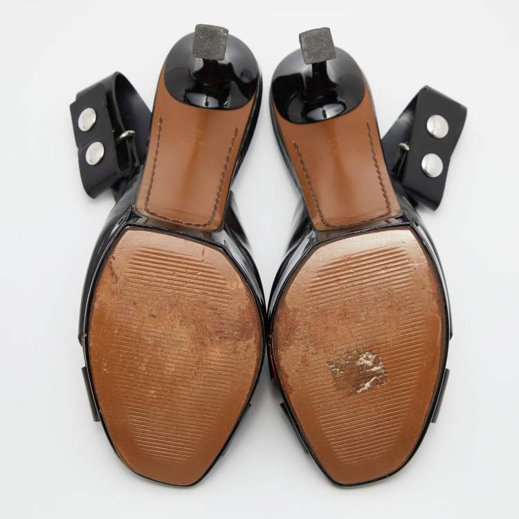 Pre Owned Marni Black Leather Peep Toe Sandals Size 40
