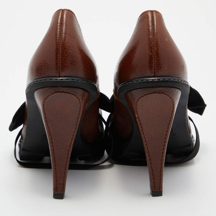 Pre Owned Marni Brown Leather Platform Pumps Size 40