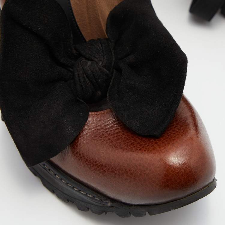 Pre Owned Marni Brown Leather Platform Pumps Size 40