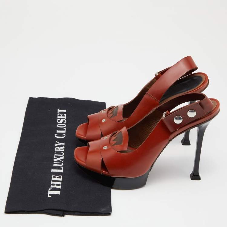 Pre Owned Marni Brown Leather Slingback Sandals Size 39