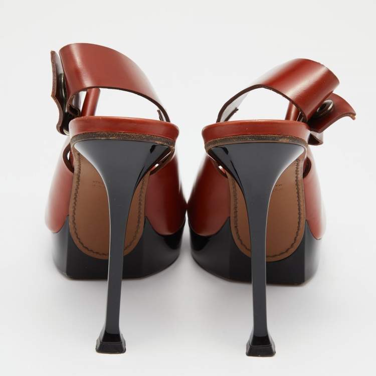 Pre Owned Marni Brown Leather Slingback Sandals Size 39