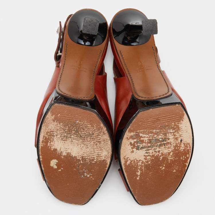 Pre Owned Marni Brown Leather Slingback Sandals Size 39