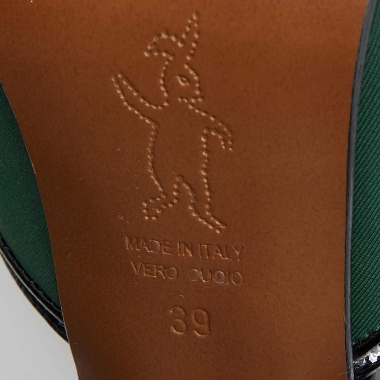 Pre Owned Marni Green/Silver Glitter,Neoprene and Patent Leather Ankle Strap Block Heel Sandals Size 39
