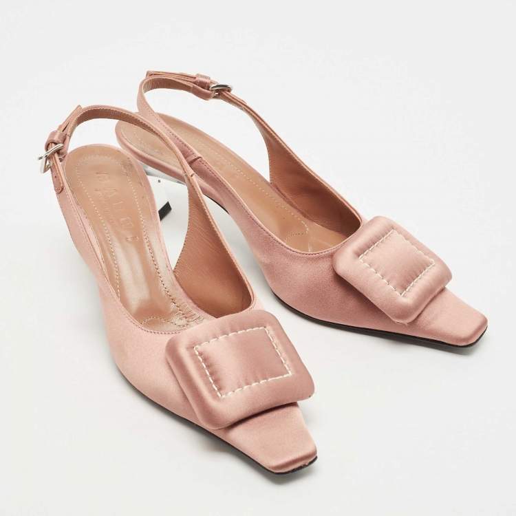 Pre Owned Marni Pink Satin Slingback Pointed Toe Pumps Size 36