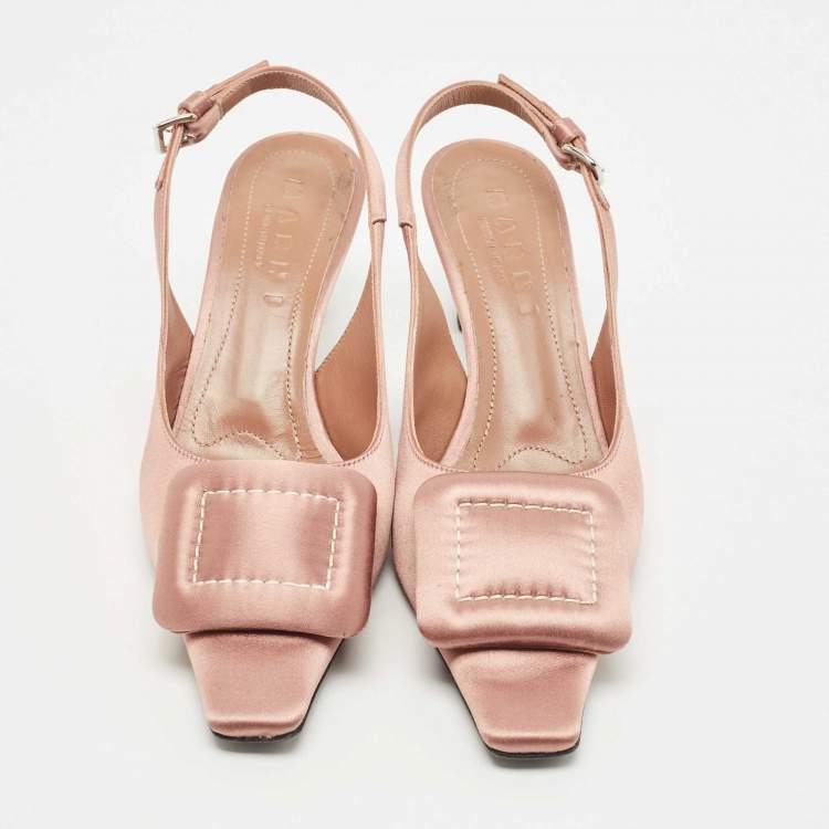 Pre Owned Marni Pink Satin Slingback Pointed Toe Pumps Size 36