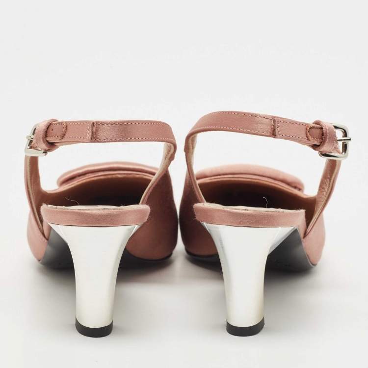 Pre Owned Marni Pink Satin Slingback Pointed Toe Pumps Size 36