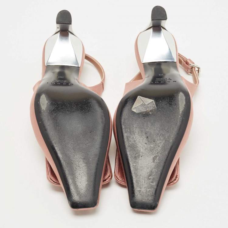 Pre Owned Marni Pink Satin Slingback Pointed Toe Pumps Size 36