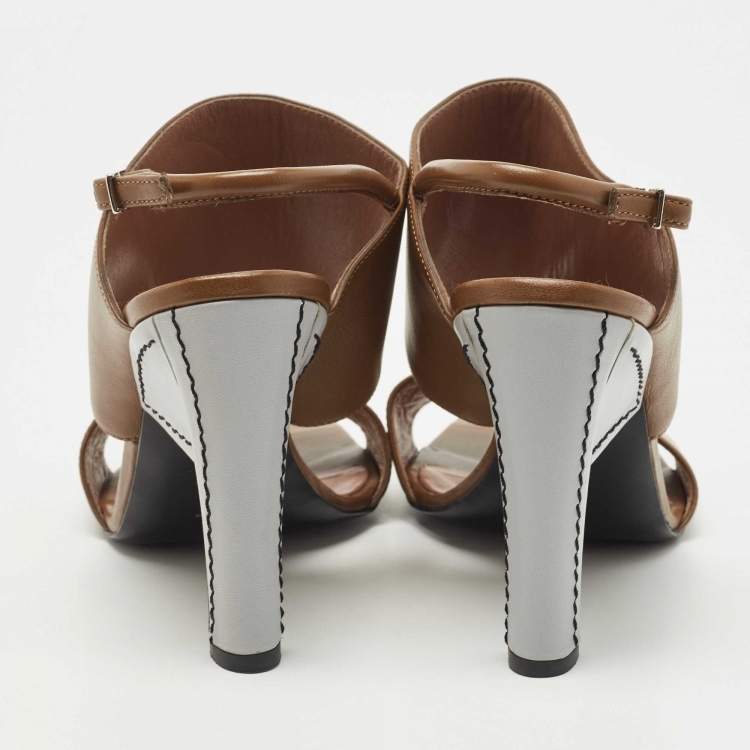 Pre Owned Marni Brown Leather Bow Detail Ankle Strap Sandals Size 40