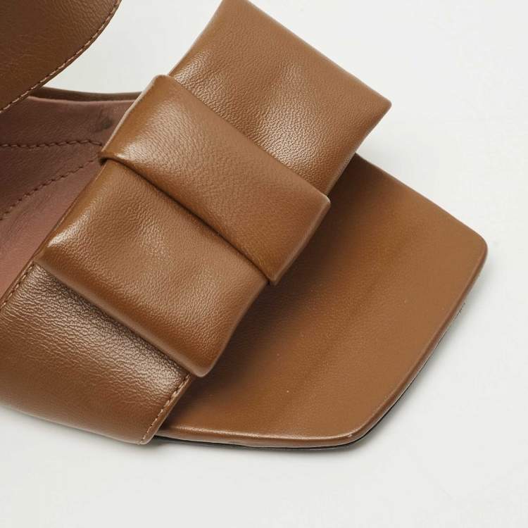Pre Owned Marni Brown Leather Bow Detail Ankle Strap Sandals Size 40