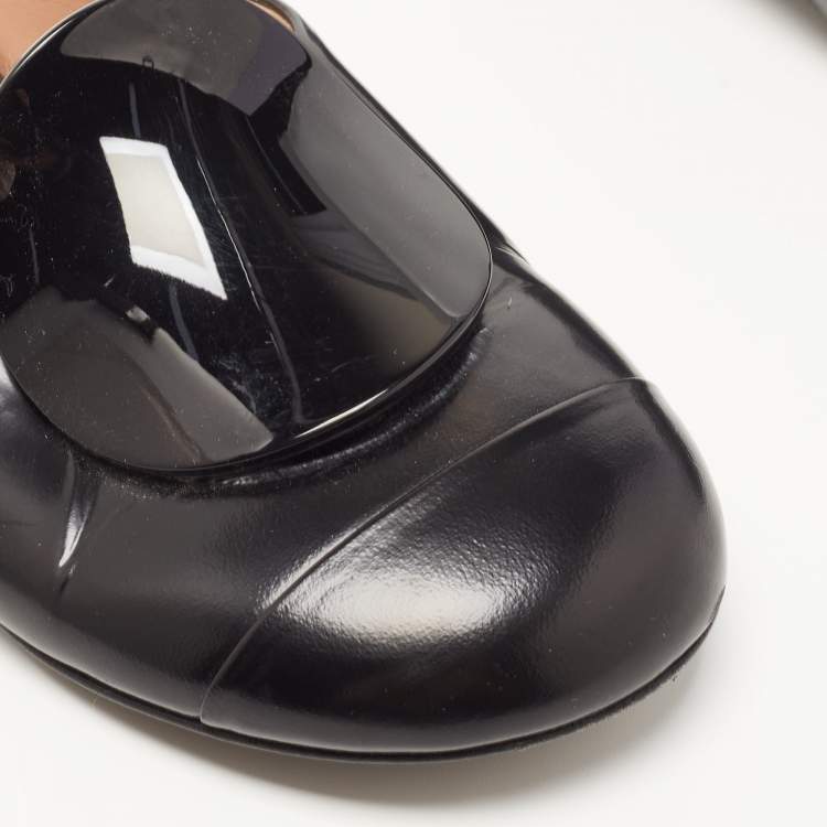 Pre Owned Marni Black Leather Flat Mules Size 38