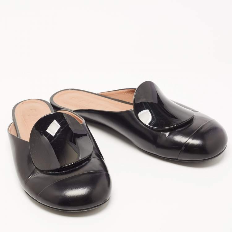 Pre Owned Marni Black Leather Flat Mules Size 38