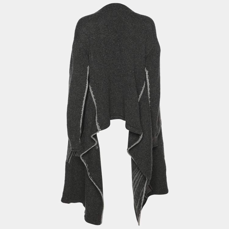 Pre Owned Martha Porter Grey Rib Knit Long Cardigan