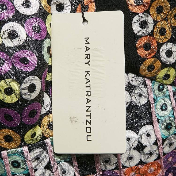 Pre Owned Mary Katrantzou Pink Sequin Print Spiro Jacquard Strapless Mini Dress M