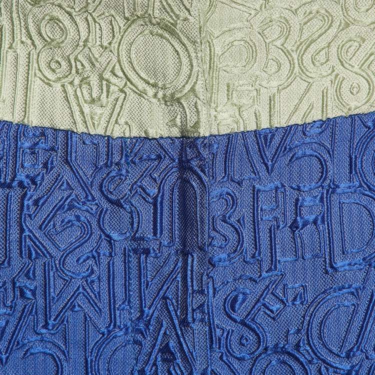 Pre Owned Mary Katrantzou Blue Alphabet Jacquard Safari Shorts M