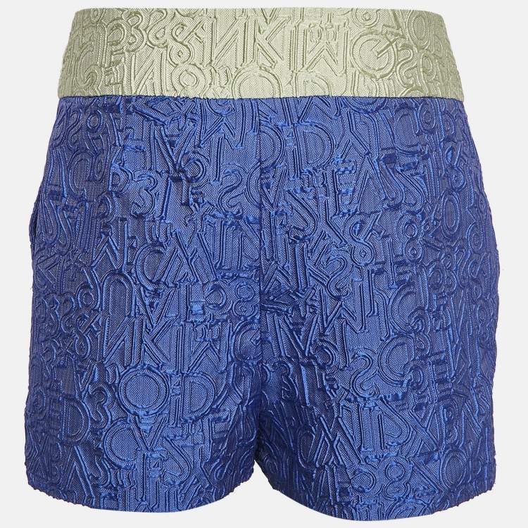 Pre Owned Mary Katrantzou Blue Alphabet Jacquard Safari Shorts M