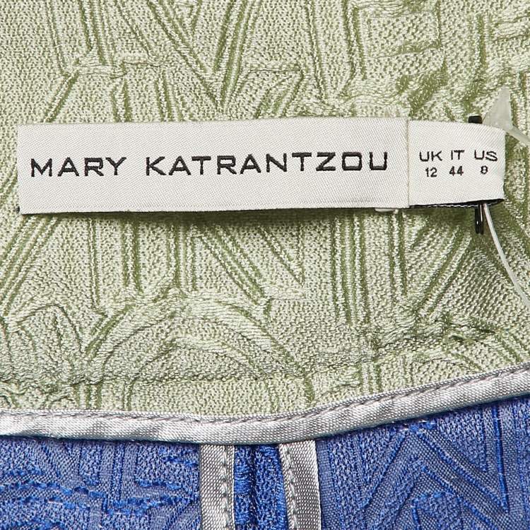 Pre Owned Mary Katrantzou Blue Alphabet Jacquard Safari Shorts M