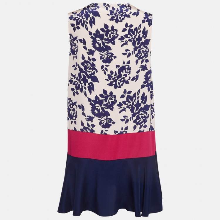 Pre Owned Mary Katrantzou Blue/Pink Floral Print Silk Antona Mini Dress M