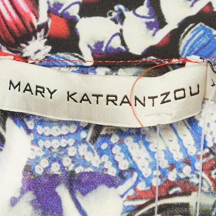 Pre Owned Mary Katrantzou Red Floral Print Silk Mini Dress XS