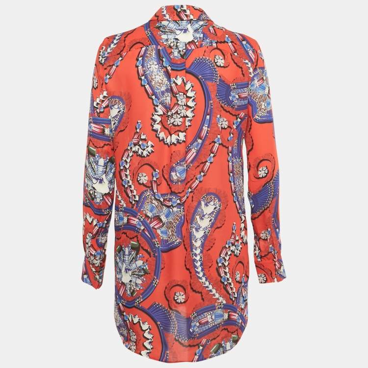 Pre Owned Mary Katrantzou Red Floral Print Silk Mini Dress XS