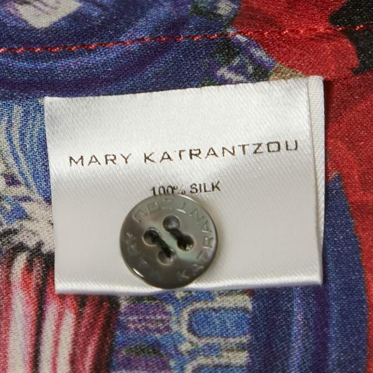 Pre Owned Mary Katrantzou Red Floral Print Silk Mini Dress XS