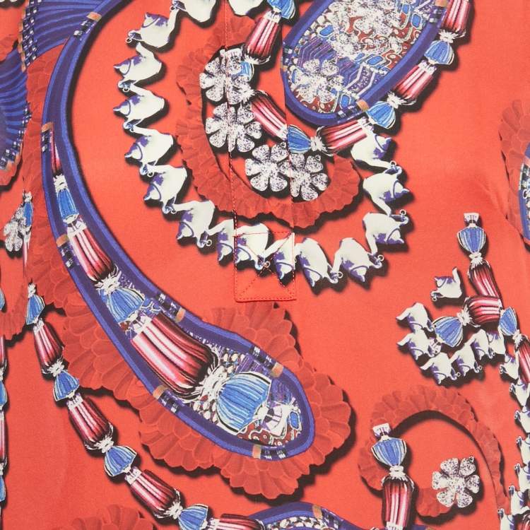 Pre Owned Mary Katrantzou Red Floral Print Silk Mini Dress XS