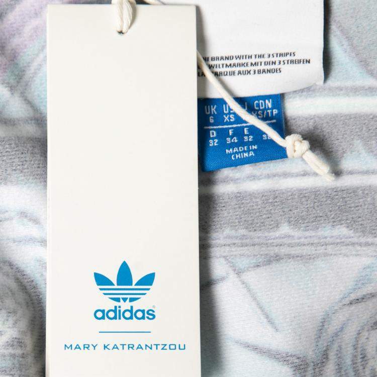 Pre Owned Adidas by Mary Katrantzou Multicolor Abstract Printed Jersey Bomber Jacket XS 