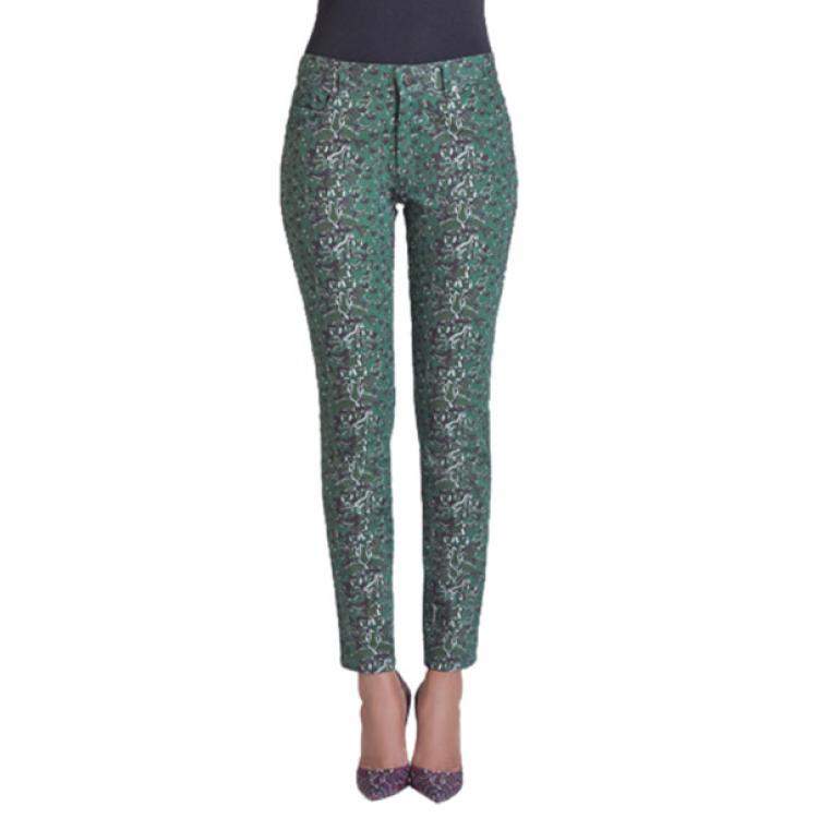Pre Owned Mary Katrantzou Peacock Green Printed Skinny Jeans S