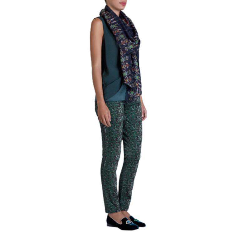 Pre Owned Mary Katrantzou Peacock Green Printed Skinny Jeans S