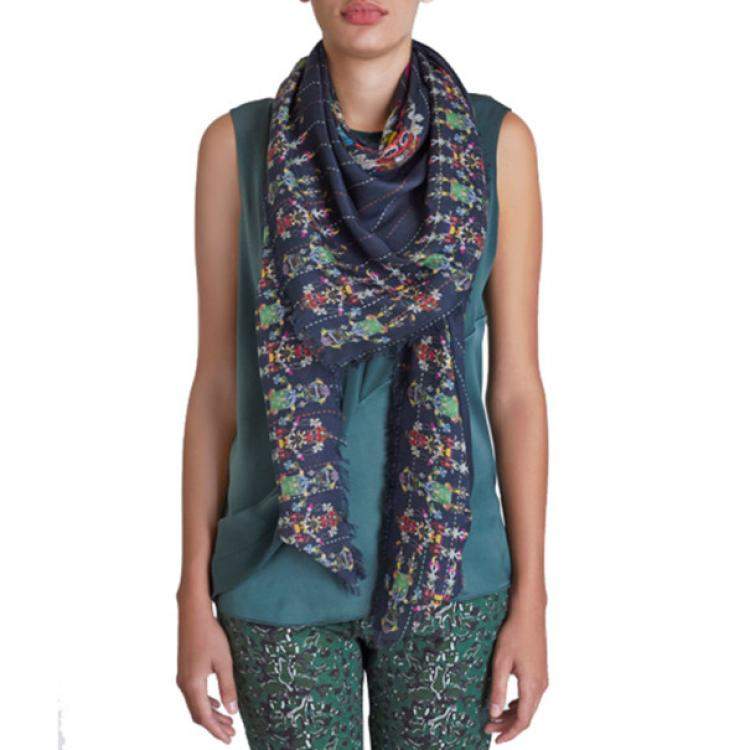 Pre Owned Mary Katrantzou Peacock Green Printed Skinny Jeans S