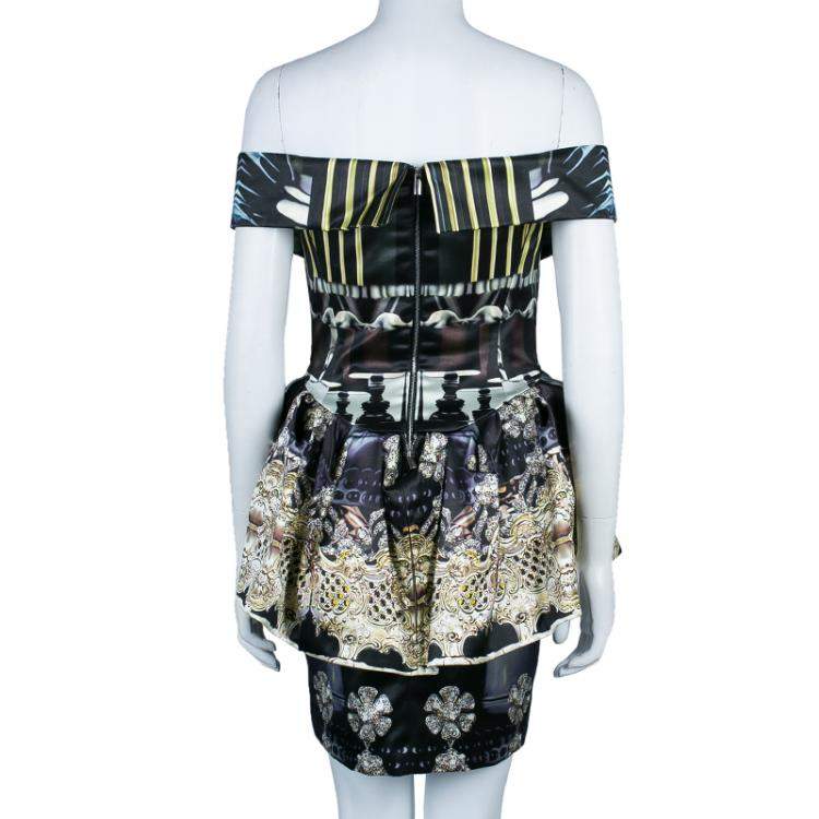 Pre Owned Mary Katrantzou Strapless Peplum Printed Dress M