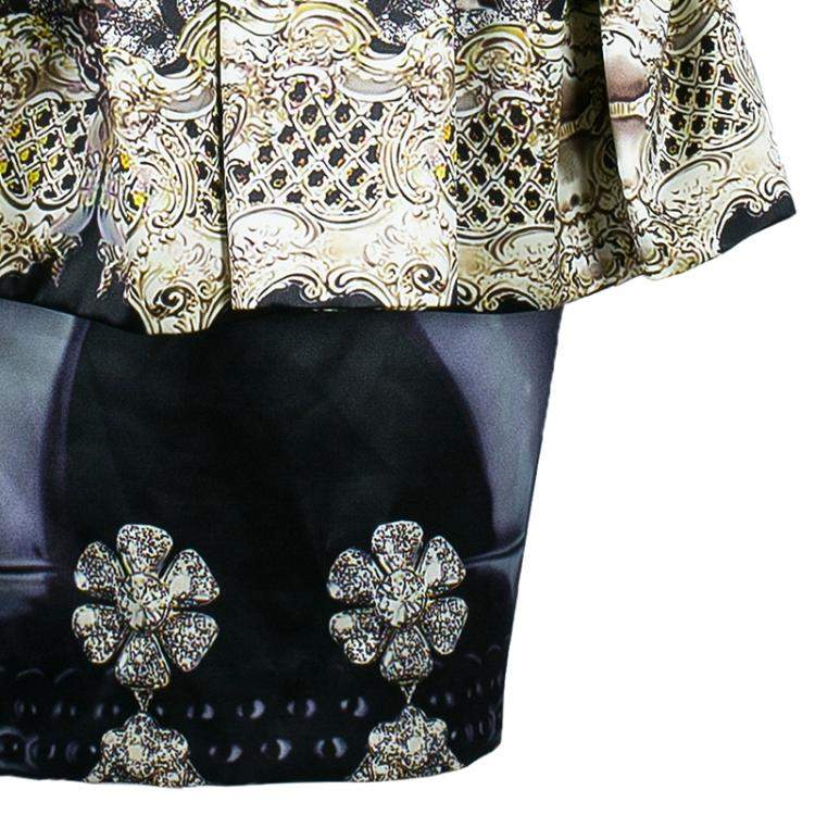 Pre Owned Mary Katrantzou Strapless Peplum Printed Dress M