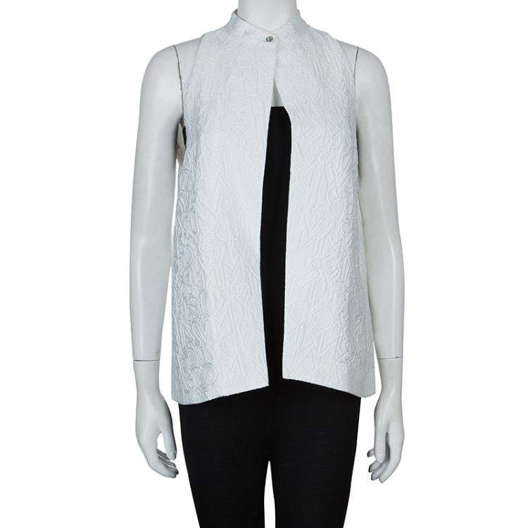 Pre Owned Mary Katrantzou White Textured Vest M