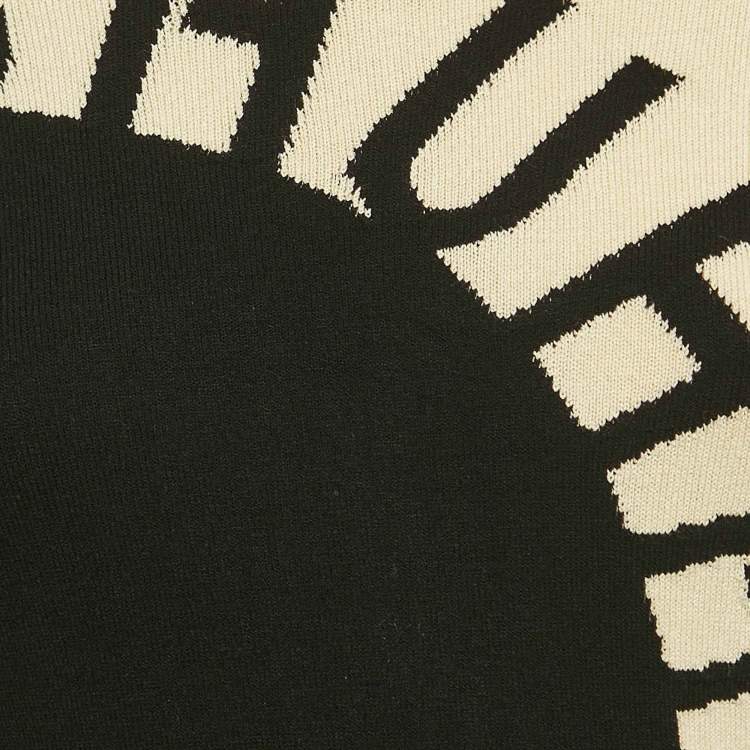 Pre Owned Mary Katrantzou Cream/Black Intarsia Mock Neck Sweater M