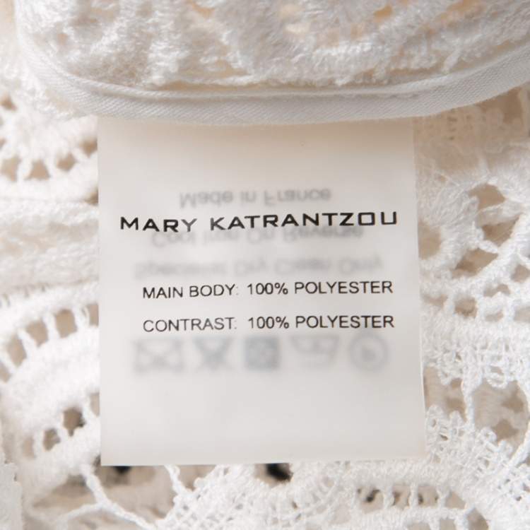 Pre Owned Mary Katrantzou White Paisley Guipure Lace Contrast Applique Birk Top M 