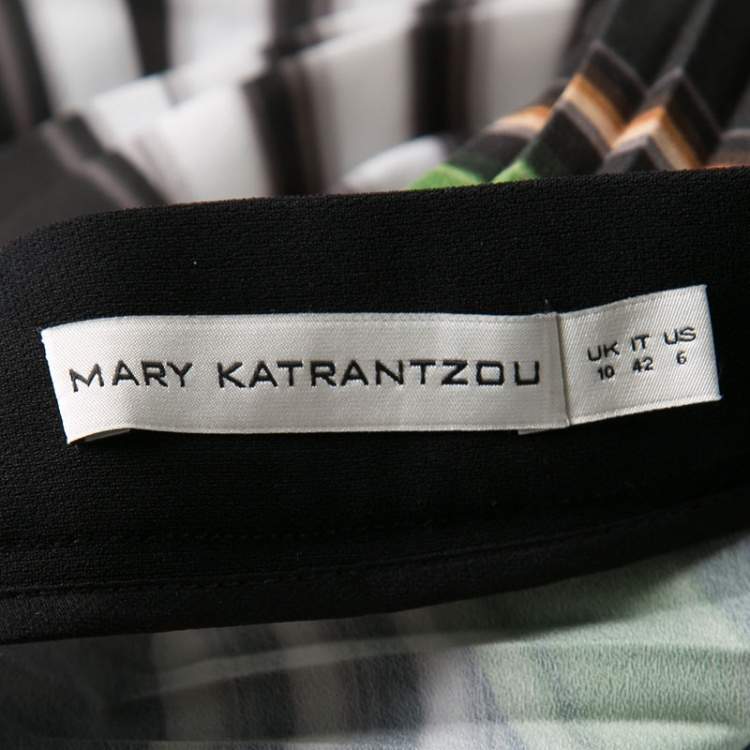 Pre Owned Mary Katrantzou Multicolor Graphic Viola Striped Plisse Pelar Skirt M